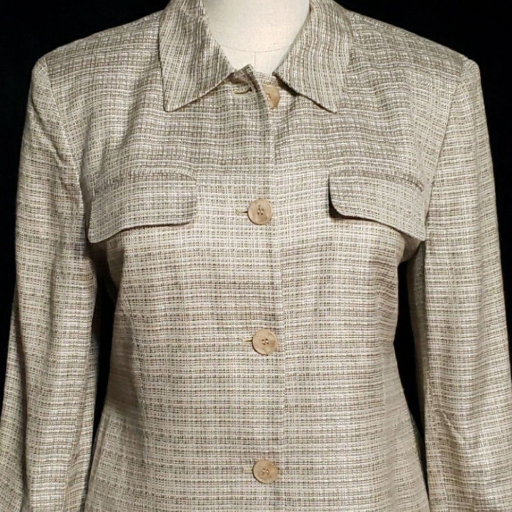 Jones NY (16) Cream/Tan/Taupe Woven Blazer